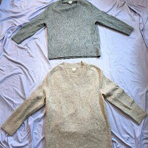 TWO "a new day" brand Short Long Sleeve VNeck Sweaters (Grey & Wheat) SIZE SMALL